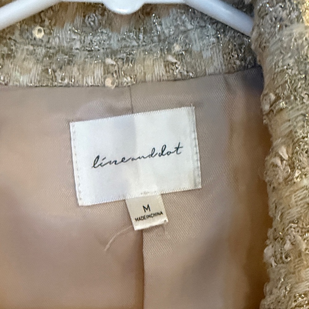 Anthropologie Line & Dot Pearl Cream Sequin Blazer Medium - Picture 2 of 4
